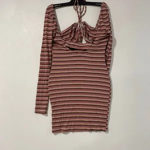 Princess Polly Size 8 Striped Cutout Mini Dress Halter Y2K 70s Boho thumbnail 4