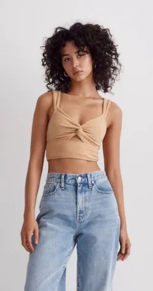 Madewell Cutout Knot-Front Crop Tank Top thumbnail 1