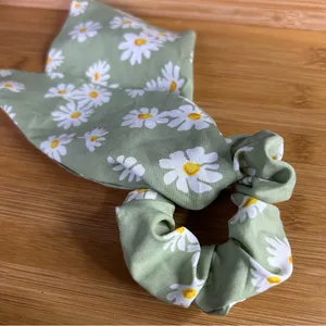 Anthropologie Green Floral Hair Scarf thumbnail 2