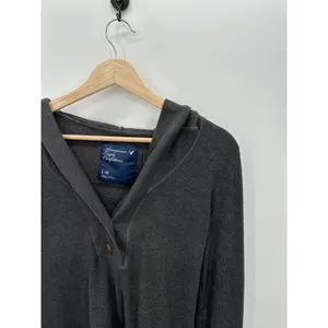 Y2K‎ American Eagle Gray Thermal Pullover Sweater Hooded Shawl Neck Women Large thumbnail 6
