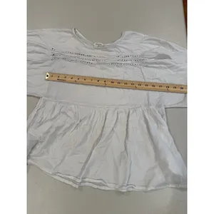 World Market Sheer Top Womens S/M White Boho Cottage 100% Cotton Travel Vacation thumbnail 4