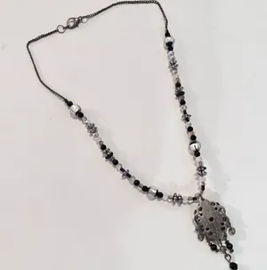 Victorian enamel style necklace Silver thumbnail 4