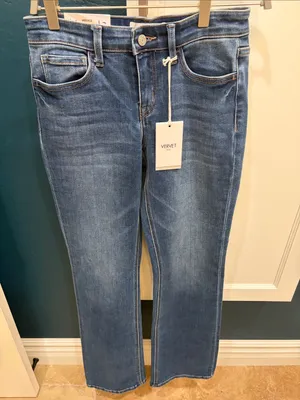 vervet denim mid rise relaxed long bootcut jeans revere dark wash T6136 thumbnail 10