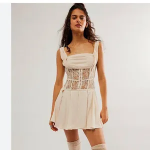 NWOT Free people Odette Mini dress Corset Lace Trim thumbnail 3