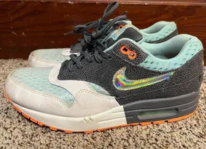 Nike Blue and Orange Athletic Shoes Air Max 1 thumbnail 1
