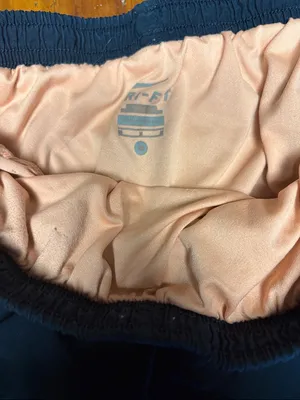 Nike Navy Running Shorts with Peach and Light Teal Trim thumbnail 2