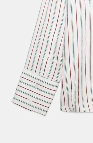 BNWT Zara Mint Chocolate Green & Brown Striped Flowy Button Down Scarf Shirt thumbnail 7