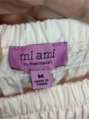 Mi Ami Francesca’s Pink Puff Sleeve Smocked Peplum Top Women’s M NWT thumbnail 7