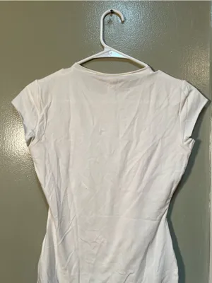 Skims Women's Size Medium Cotton Jersey Raw Edge T-Shirt Bodysuit Marble White thumbnail 8