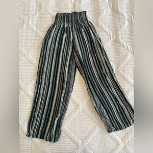 Striped Wide Leg Pants Black thumbnail 2