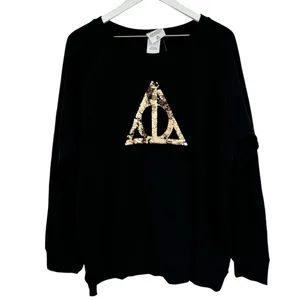 Torrid Harry Potter Deathly Hollows Sequin Graphic Raglan Sweatshirt Black 2X thumbnail 5