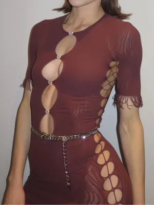 POSTER GIRL Miranda Lace Cutout Mini Dress in Brown thumbnail 2