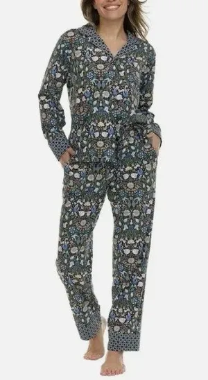 Vera Bradley women's notch collar pajama set in the Enchanted Woodland pattern thumbnail 1