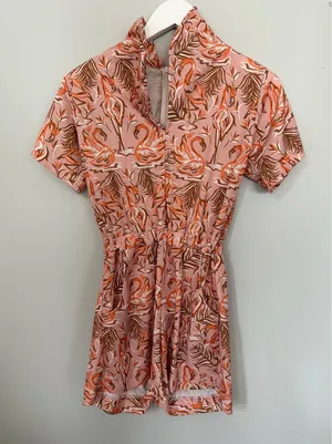 Pink Flamingo Tropical Romper Retro Vacation Outfit XS thumbnail 1