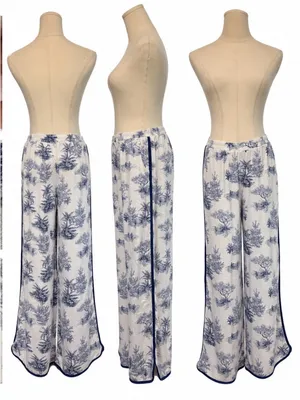 Sienna Sky Blue Toile Wide-Leg Lounge Pants thumbnail 5
