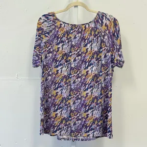 Vintage WinterSilks Silk Cotton Blend Abstract Print Scoop Neck Top T-shirt XL thumbnail 2