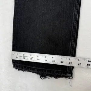 AGOLDE High Rise Straight‎ Leg Jeans Faded Black Raw Hem Size 30 Button Fly thumbnail 7