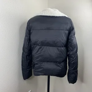 Levis Nylon Puffer Jacket Sherpa Black Sz L Women’s Zipper Coat thumbnail 6