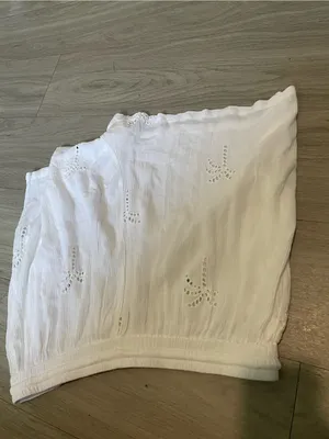 blue island White Palm Eyelet High-Waist Shorts thumbnail 2