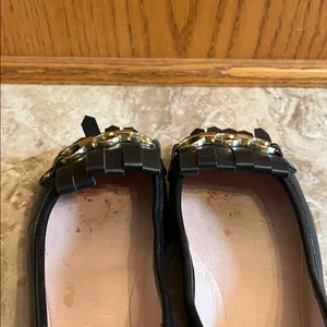 Kate Spade Black Leather Flats with Fringe & Gold Accents - Size 7 thumbnail 5