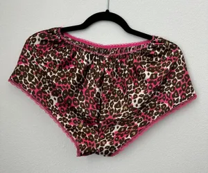 Flora Nikrooz Pink brown lace leopard print nighty lingerie Set thumbnail 6