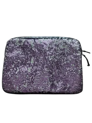 Nine West Purple Silver Sequin Padded 14” Laptop Bag EUC thumbnail 2
