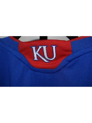NWOT Adidas Kansas Jayhawks KU Blue Red Basketball Jersey Size Large thumbnail 5