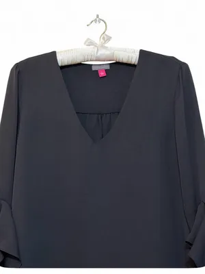 Vinci Camuto Women’s V-Neck 3/4 Sleeve Flutter Sleeve Black Blouse Size Large thumbnail 6