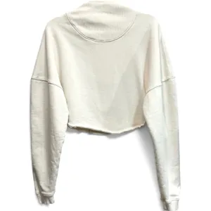 Joah Brown Cream Cropped Sweatshirt M/L Oversized Off Shoulder Zip Mock Neck USA thumbnail 3
