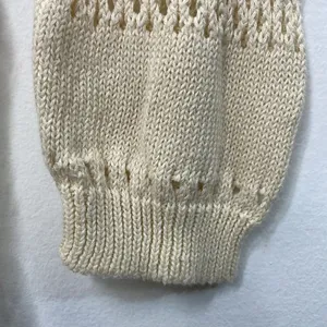 Wild Pearl Open Cardigan with fringe boho cotton crochet design Large cream thumbnail 6
