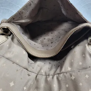 Fossil Maddox Leather Saddle Bag Taupe Tan Shoulder Turn Lock Flap Crossbody Y2K thumbnail 8
