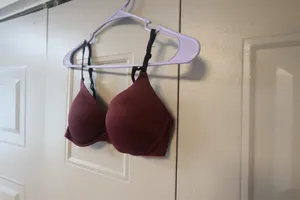 PINK Victoria's Secret push-up push up plain basic bra in burgundy red size 34C. thumbnail 2
