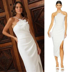 NEW Elliatt Janelle 3d Flower white halter Midi Dress sz L thumbnail 3