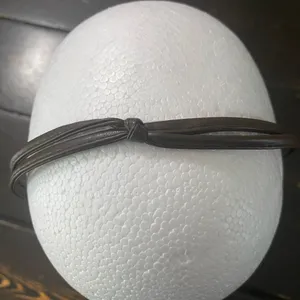 Brown Leather Headband with Black Ends thumbnail 2