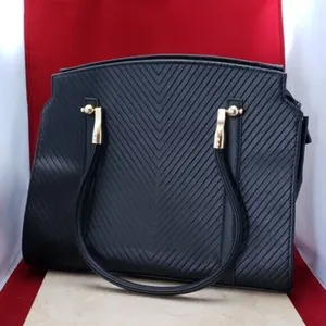 Large Black Bag/Tote with Shoulder Strap & Gold Tone Hardware thumbnail 1