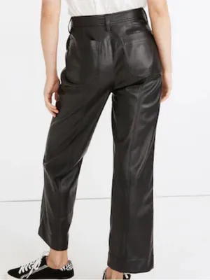 Like New Madewell Emmett Wide Leg Faux Leather Pants Size 29 Retail $148.00 thumbnail 3