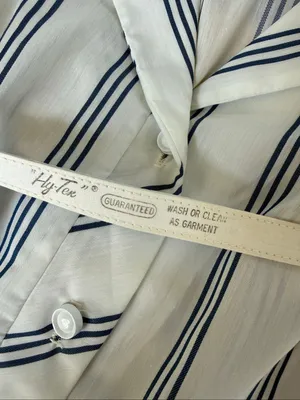 Vintage 70s British Lady House Dress White Blue Stripe 22 2X 3X thumbnail 9