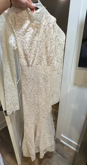 BHLDN Long Sleeve Mock-Neck Stretch Lace Maxi Dress thumbnail 8
