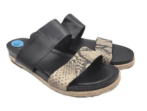 Franco Sarto Womens Sandals Slip On Black Gray Size 6.5 Preppy Minimalist office thumbnail 1