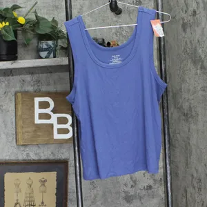 NWT State Of Day Womens Ribbed Sleep Tank Top 100180162WN Nightfall Blue 1X thumbnail 2