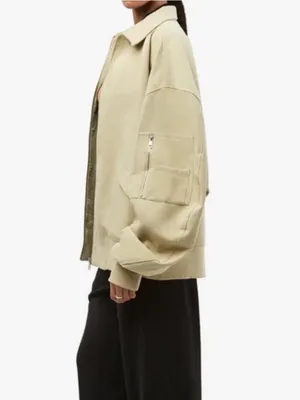 WeWoreWhat Oversized Bomber Jacket in Light Khaki thumbnail 8