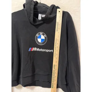 Puma BMW M Motorsport Cropped Hoodie Womens Large Black Pullover Sweatshirt thumbnail 5