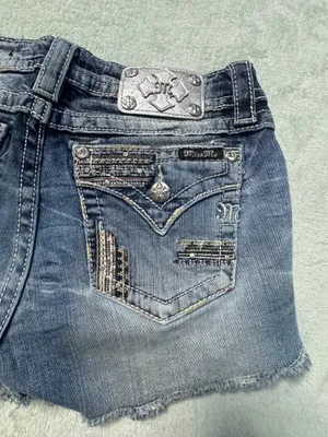Miss Me Side Zip signature Shorts Cut off denim jean embroidered pocket thumbnail 12