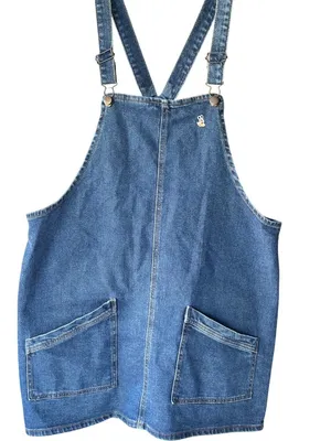 Wild Fable Blue Denim Overall Dress With Adjustable Straps & Front Pockets thumbnail 4