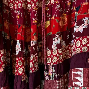 Her Style Tiered Floral Patchwork Maxi Skirt Flowy Cottagecore Boho Western thumbnail 2