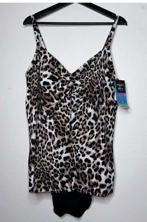 Swim Solutions Plus Size Knotted Flyaway Fauxkini One-Piece Swimsuit Size 20W thumbnail 5