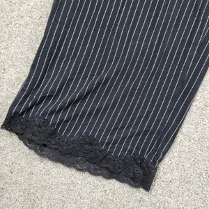 Soma Cool Collection Night Pajama Set S/M Black Stripes Lace Trim Crop Button Up thumbnail 8