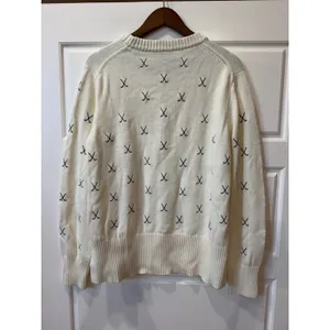 Renwick Ivory Allover Clubs Sweater Golf Embroidered XL New Preppy Country Club thumbnail 7