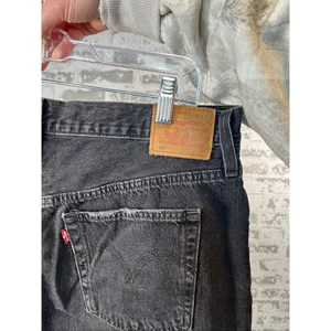 Levi’s | women black button fly denim shorts distressed thumbnail 2