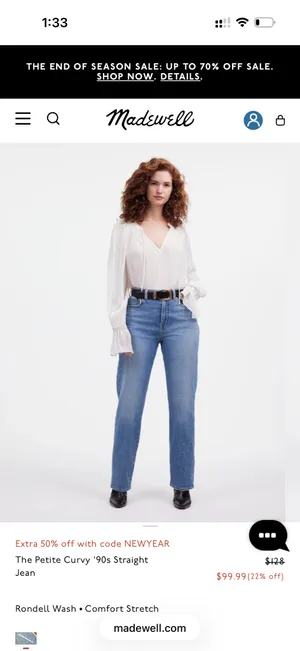 Madewell Jeans Curvy 90s Straight Petite thumbnail 4